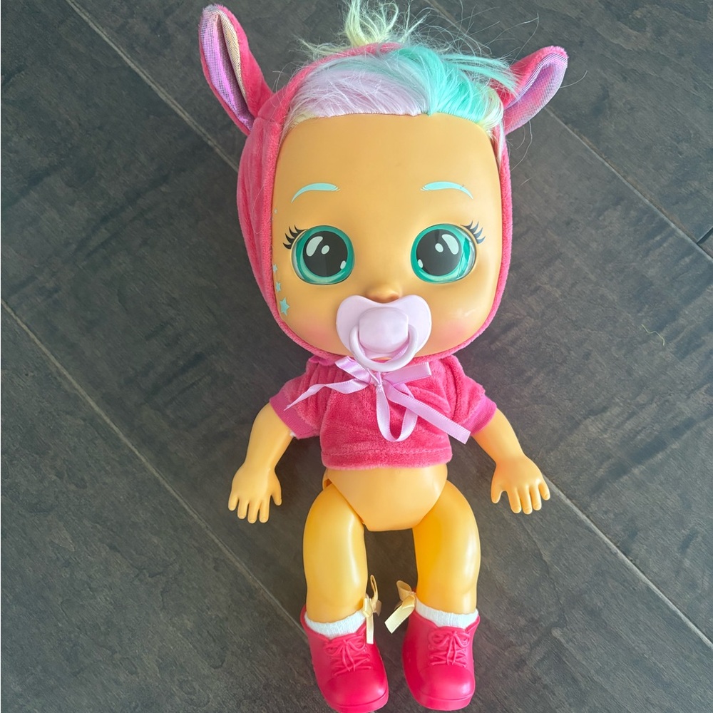 Cry Baby Doll in Pink with Pacifier